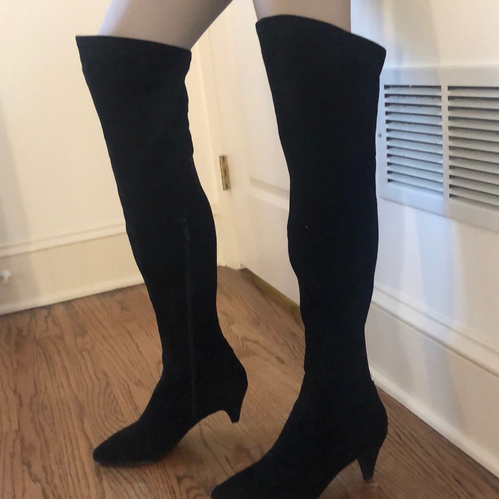 Over The Knee Black Faux Suede Boots